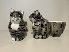 Pair of Quail Pottery Cat Egg