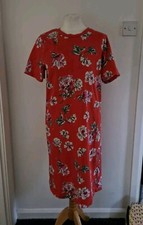 LADIES DRESS. JOULES. SIZE 14. RED FLORAL. LIBERTY PRINT. T SHIRT STYLE. SUMMER.