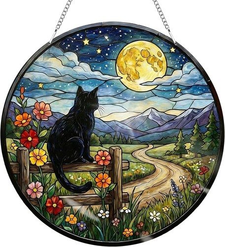 Black cat sun catchers for - black,