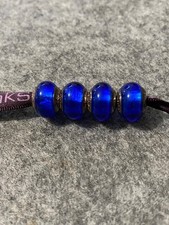 lovelinks murano glass/925 sterling silver beads - set of 4 - plain blue