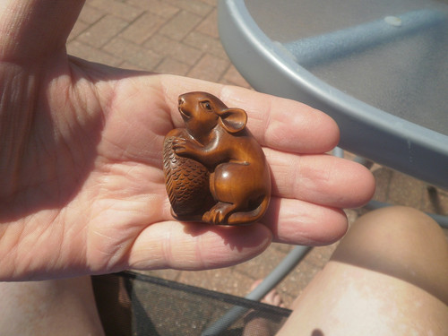 Hand carved wood netsuke - wood,