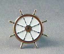 GOLD PLATED SHIPS WHEEL ENAMEL