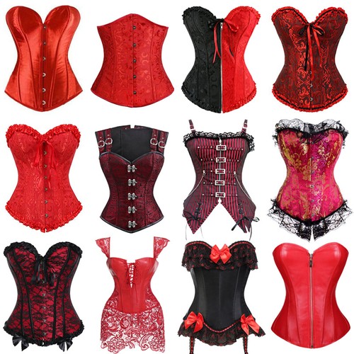 Women red black overbust - black,