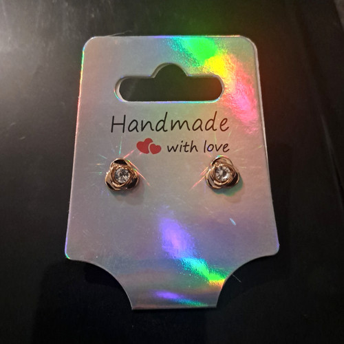 Handmade gold tone rose stud - handmade,