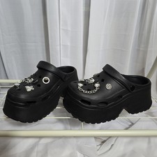 Black Platform Clogs With