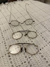 Two Pairs Of antique pince-nez spectacles  And A Pair Of  "curl temples" Vintage