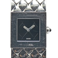 Chanel Matelasse Watch Quartz Black Dial Stainless Steel Women's CHANEL