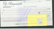 CHEQUE - UNUSED - CH128 - 1980's - RBS - DRUMMONDS BRANCH. LONDON +c'foil