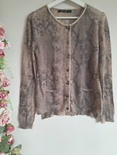 STUNNING LAUREN VIDAL SNAKESKIN PATTERNED 40% MOHAIR FINE KNIT CARDIGAN Sz S