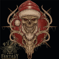 Christmas Reindeer Santa Skull