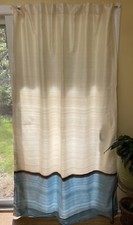 2 Pottery Barn Silk Dupioni Curtain Drapes Interlined 50x84 Ivory Teal Blue