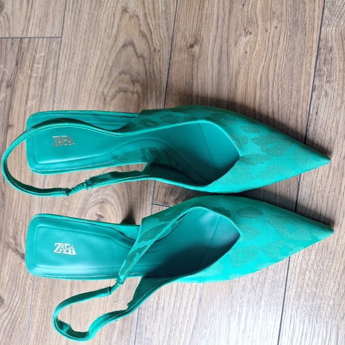 Zara green high heel slingback - high,
