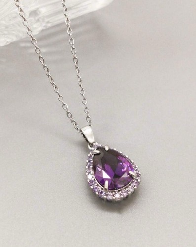 Silver amethyst necklace - amethyst,