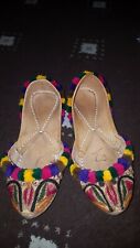 Multi coloired pom pom  Flat Shoes Sandles kuseh Size 6 