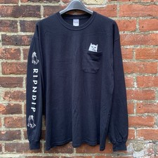 Ripndip Lord Nermal T Shirt Men’s XL Printed Long Sleeve Pocket Tee Skater Skate