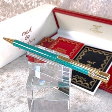 Vintage Cartier Ballpoint Pen Trinity Green Marble Lacquer Finish w/Box&Papers