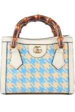 GUCCI BLUE DIANA MINI RAFFIA