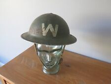 WW 2 BRITISH BRODIE IRISH WARDEN HELMET WITH LINER BMB 1939 & CHIN STRAP