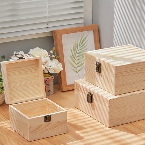 Wood craft box plain treasure - wood,