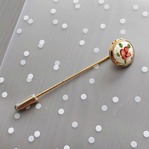 Gold tone metal hatpin - tone,