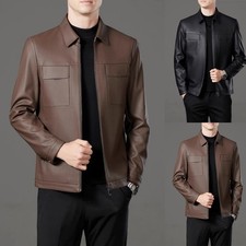 Punk Fashion For Men Imitation Leather Jacket Men's Fashion Solid Color
