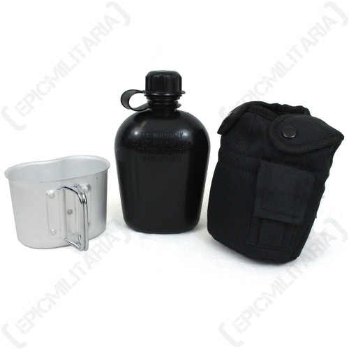 Black water bottle - black, with