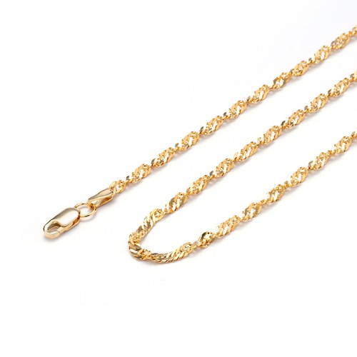 24k gold silver necklace - gold, on