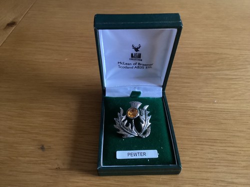 Pewter brooch thistle with - thistle,
