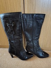 Wide leg Black leather boots