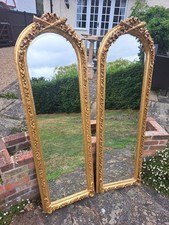 Pair Of Gold Ornate French Regency Style Wall Mirrors 6ft 2inch