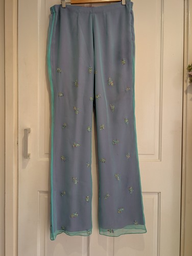 Blue embroidered sequined - blue,