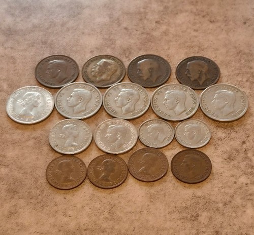 Coins british pre decimal - 17,