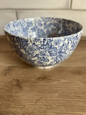 Vintage Burleigh Ironstone Bowl – Blue Floral Pattern – Staffordshire England
