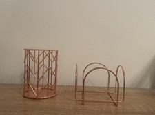 Rose Gold Pen Cup/Geometric Pencil Holder & Memo Block Holder