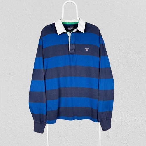 Gant blue striped rugby polo - blue,