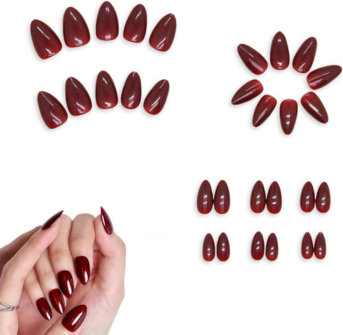 24pcs wine red press - press, on
