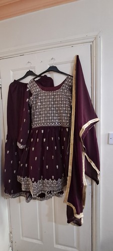 Ladies sharara suit maroon - sharara, in