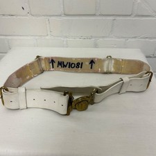 WELSH GUARDS LEATHER BELT - Max waist: 44" , White Leather Buff Brass British