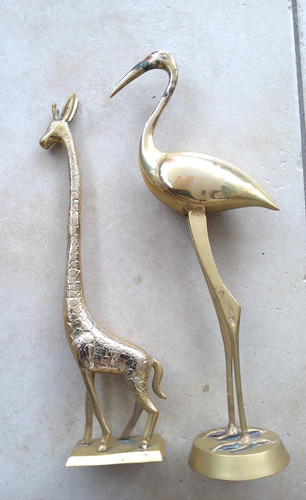 Brass stork and giraffe - stork,