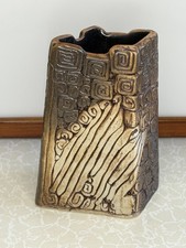 Unusual Vintage TENMOKU Pottery Abstract Vase - See Details