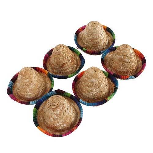 6pcs mini sombrero straw - 6pcs, hats