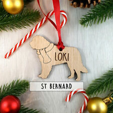 Personalised Dog Wooden Oak Decoration - Christmas Tree gift - St Bernard