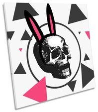 Rabbit Skull Funky Picture CANVAS WALL ART Square Print Pink