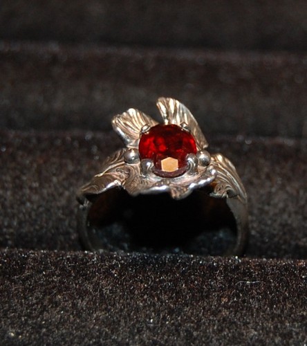 One sterling silver garnet - one,