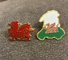 Two Welsh Dragon Enamel Pin Badges