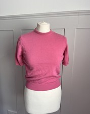 Jaeger Courtelle Vintage 70’s pink Wool Blend Short Sleeve Jumper UK 8/10 Rare 