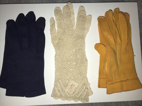 Vintage yellow navy - lace, knit