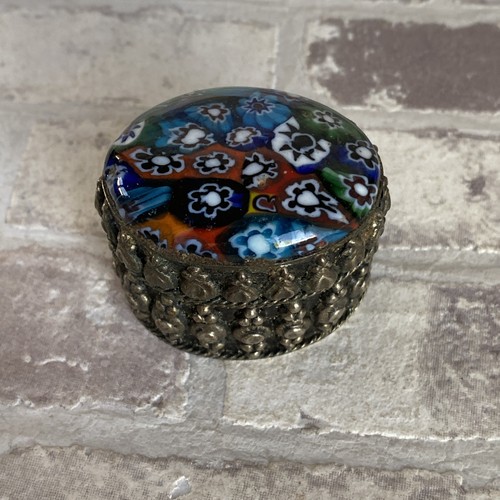 Vintage millefiori glass lid - millefiori,