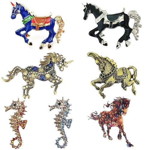 Unicorn seahorse horse - horse, brooch
