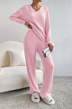 2Pcs Women Lounge Wear Tracksuit Knitted Casual Loose Set Comfortable Pullover